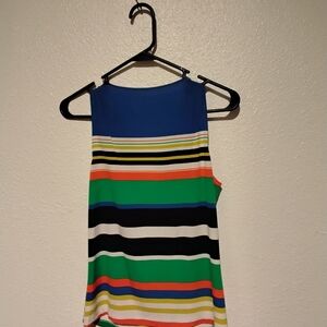 Brightly colored stripped shirt with drappy front